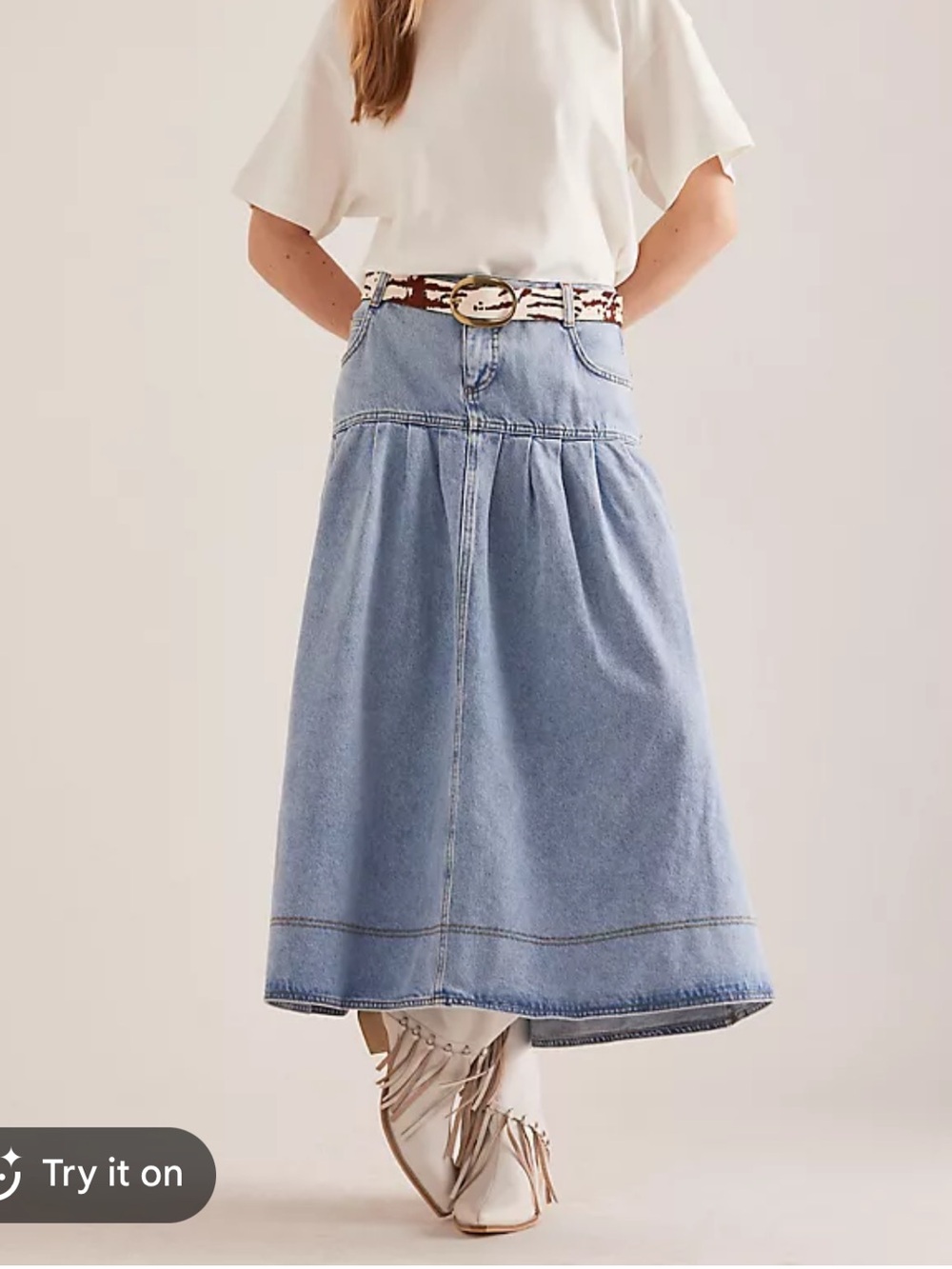 Anthropologie - Pilcro denim pleated midi skirt